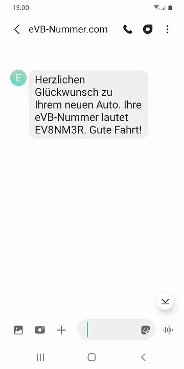 eVB-Nummer sofort per SMS erhalten